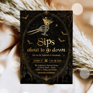 Cocktails and Costumes Brews Boos Booze Halloween Invitation
