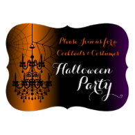 Cocktails and Costumes Chandelier Halloween Party Invitation