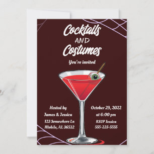 Cocktails and Costumes Halloween Party Invitation