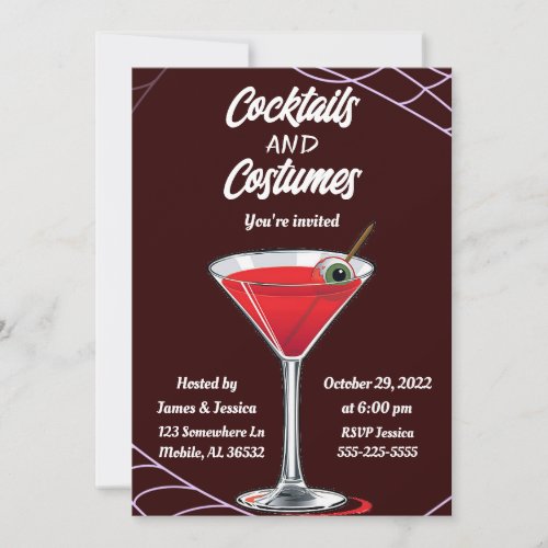 Cocktails and Costumes Halloween Party Invitation