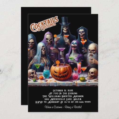 Cocktails and Costumes Halloween Party Invitation