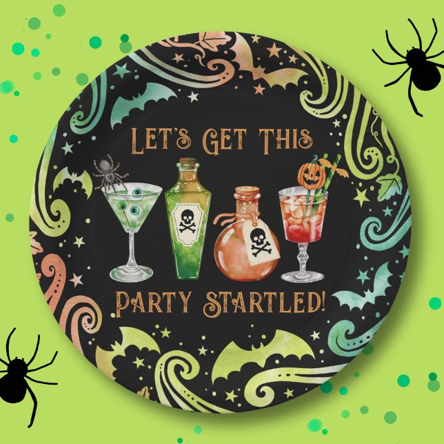 Cocktails and Costumes Halloween Party Paper Plates (Cocktails and Costumes Halloween Party Paper Plates)