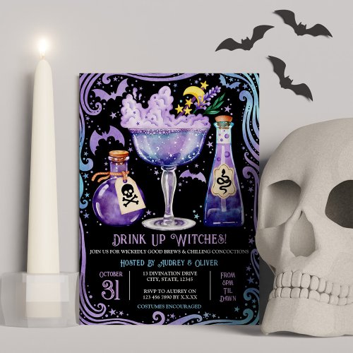 Cocktails and Costumes Witch Halloween Party Invitation