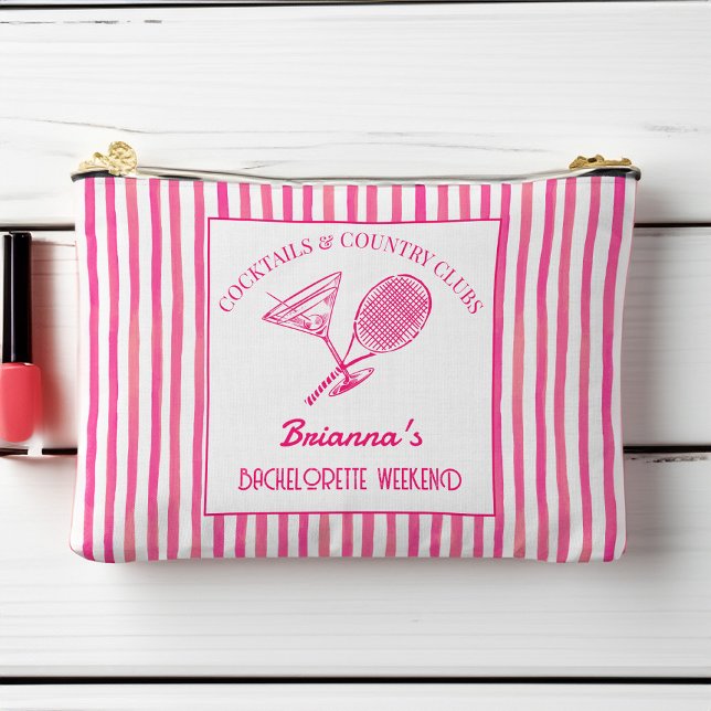 Cocktails and country clubs tennis favor gifts accessory pouch (Cocktails and country clubs tennis themed bachelorette party bridesmaid favor gifts printed pouch)