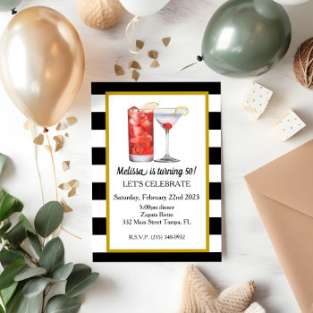 Cocktails And Dinner Birthday Invitation by SugSpc_Invitations at Zazzle
