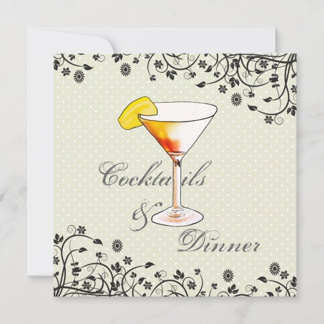 Cocktails And Dinner Birthday Party Invitation (Front)