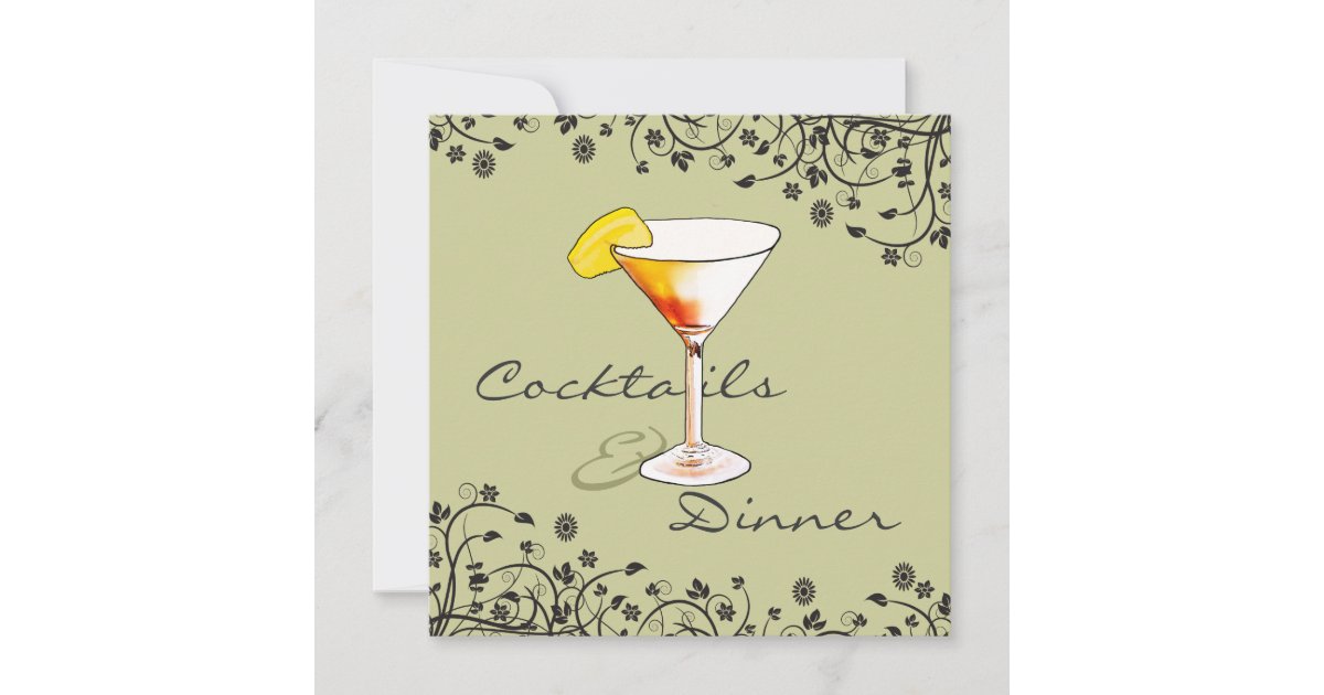 Cocktails And Dinner Birthday Party Invitation | Zazzle