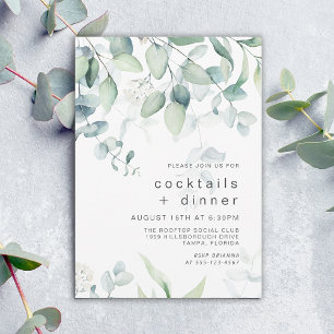 Cocktails and Dinner Party Eucalyptus Botanical Invitation