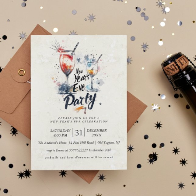 Cocktails And Graffiti New Year's Eve Party  Invitation (Creator Uploaded)