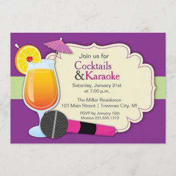Cocktails And Karaoke Birthday Party Invitation by AnnounceIt at Zazzle