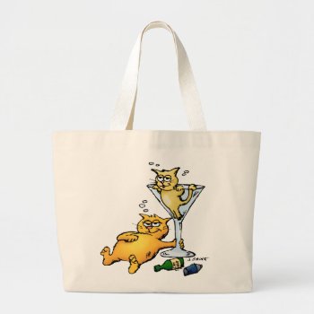 Cocktails And Kittens Cartoon Bag by BastardCard at Zazzle