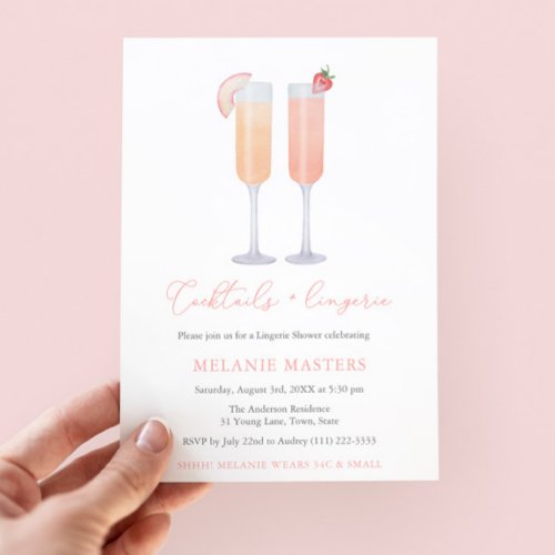 Cocktails and Lingerie Bachelorette Wedding Shower Invitation