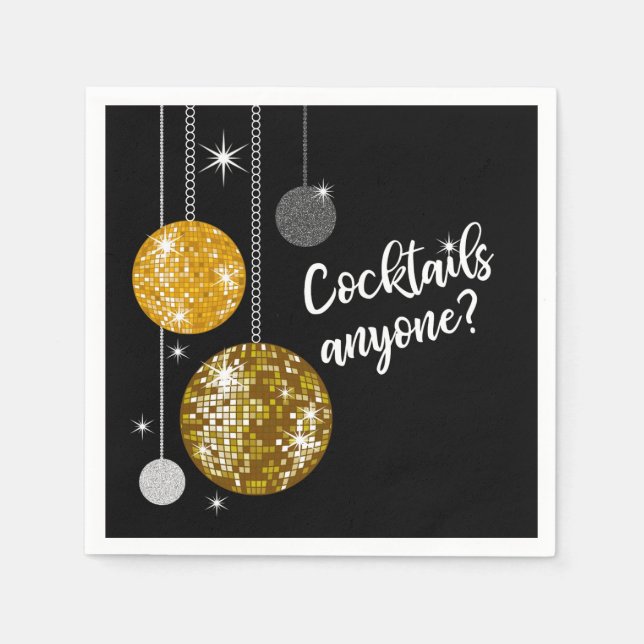 Cocktails Anyone disco ball napkin (Front)