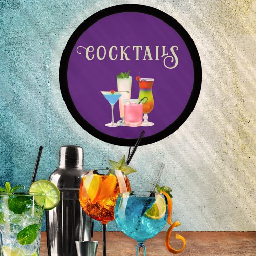 Cocktails Bar Sign Purple