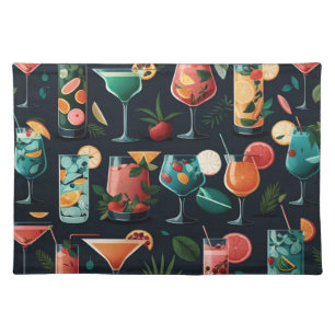 Cocktails beverage pattern. Alcoholic drinks Cloth Placemat