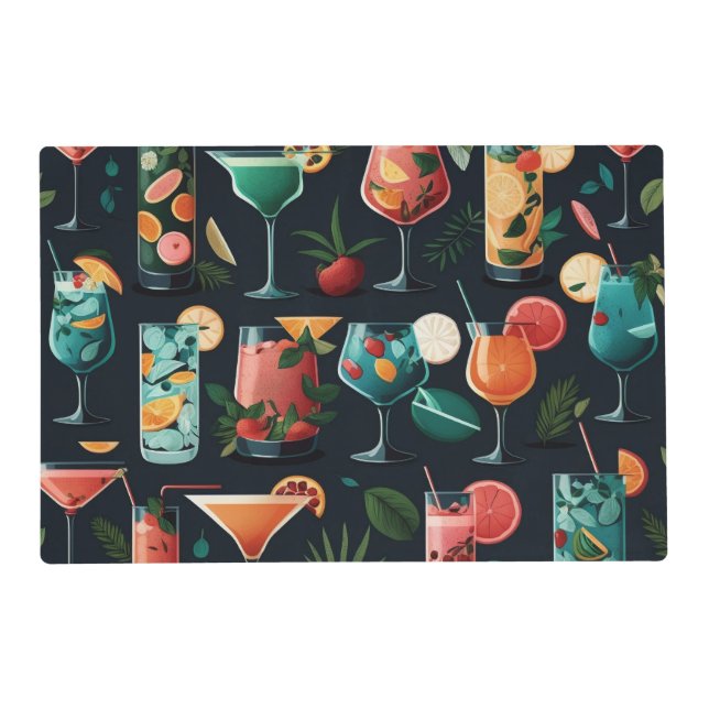 Cocktails beverage pattern. Alcoholic drinks Placemat (Front)