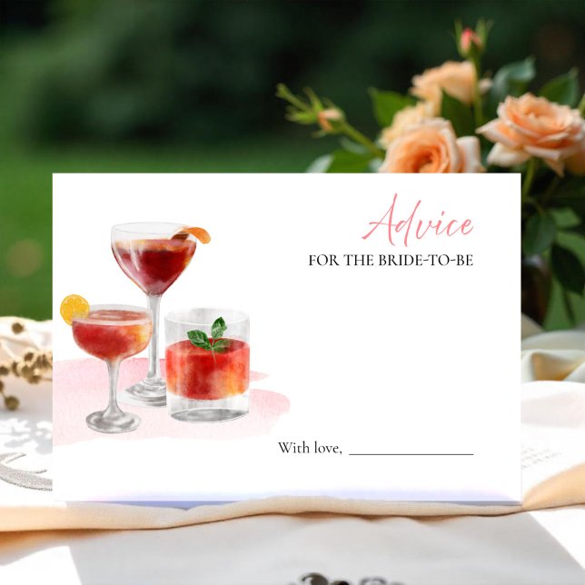 Cocktails Bridal Shower Advice for the Bride Card (Creator Uploaded)
