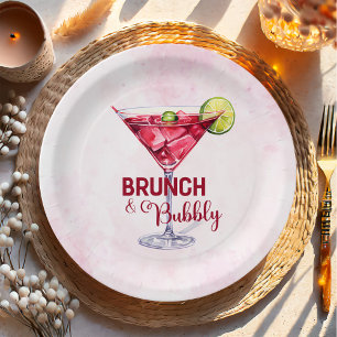 Cocktails Brunch & Bubbly Bridal Shower  Paper Plates