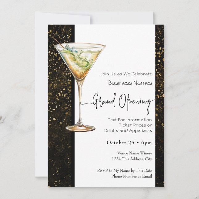 Cocktails Business Grand Opening Invitation (Front)