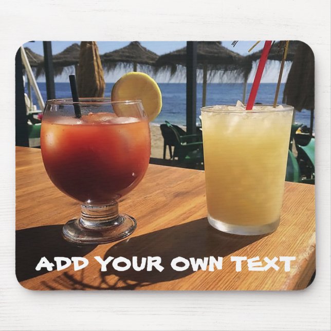 Cocktails by the Sea Custom Text Mouse Pad (Front)