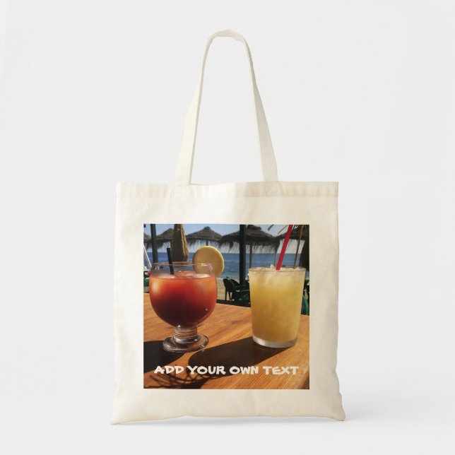 Cocktails by the Sea Custom Text Tote Bag (Front)