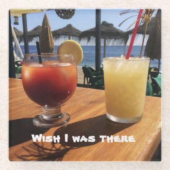 Cocktails By The Sea Glass Coaster by beachcafe at Zazzle