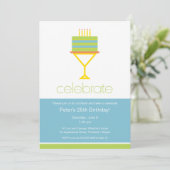 Cocktails & Cake Birthday Party Invitation (Standing Front)
