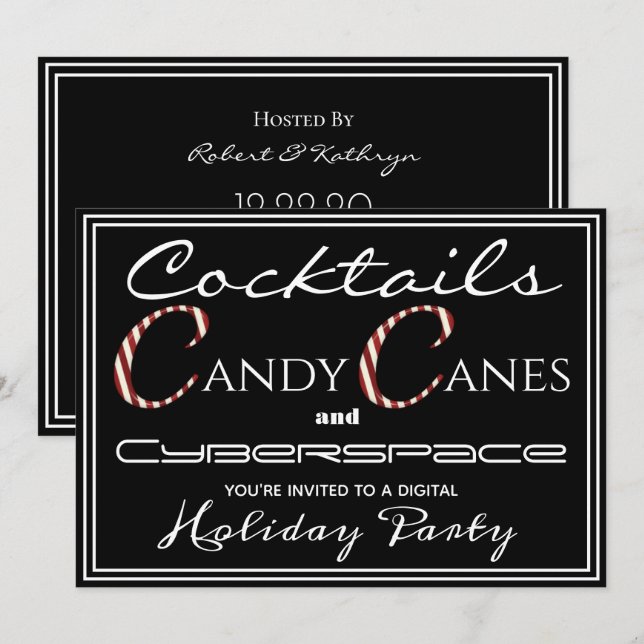 Cocktails, Candy Canes & Cyberspace Holiday Party Invitation (Front/Back)