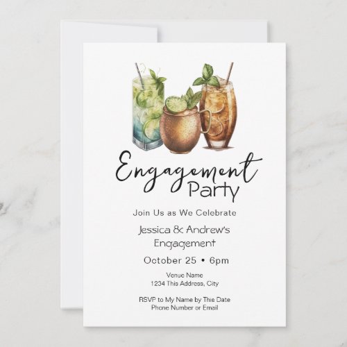 Cocktails Casual Engagement Party Invitation