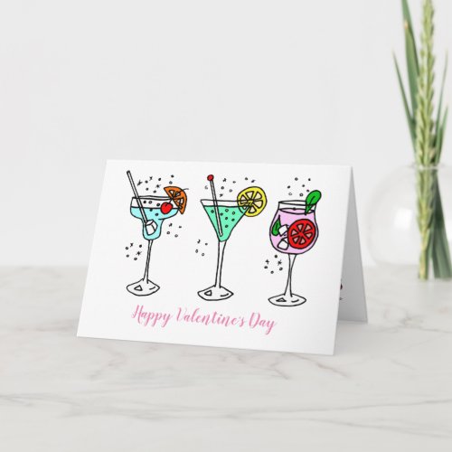 Cocktails Celebrate Valentines Day Card