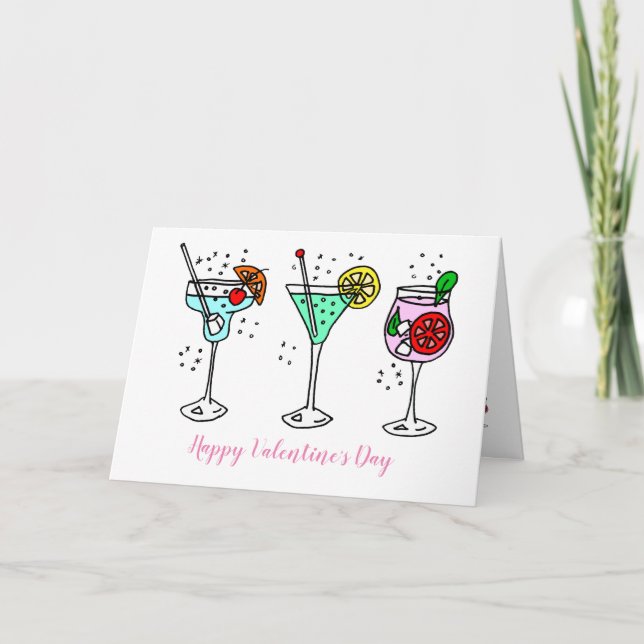 Cocktails Celebrate Valentine's Day Card (Front)