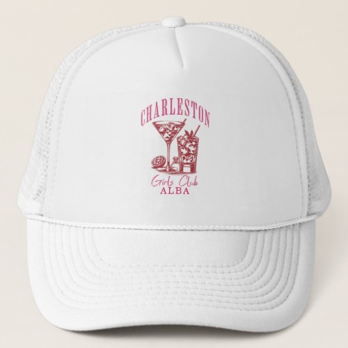 cocktails charleston bachelorette weekend trucker hat