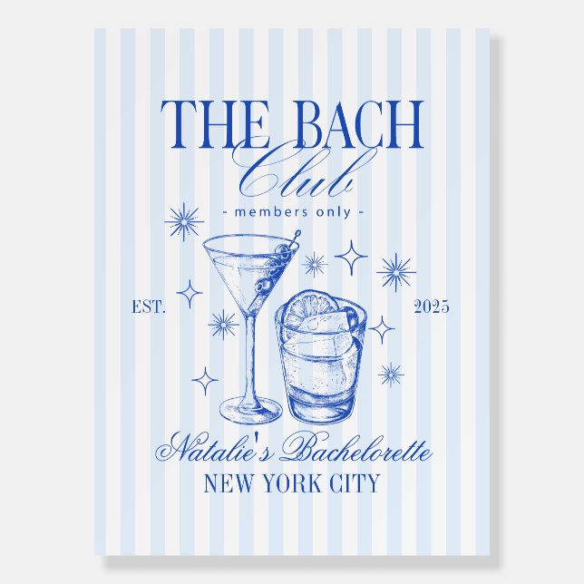 Cocktails Club Bachelorette Party Blue Foam Board (Front)