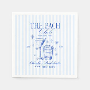 Cocktails Club Bachelorette Party Blue Napkins