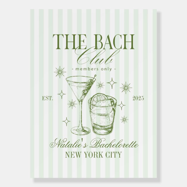 Cocktails Club Bachelorette Party Green Foam Board (Front)