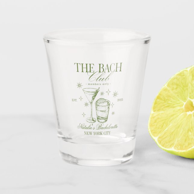 Cocktails Club Bachelorette Party Green Shot Glass (Front)