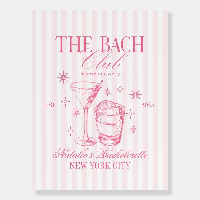 Cocktails Club Bachelorette Party Pink Foam Board (Front)
