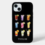 Cocktails Cocktails Cocktails Monogrammed iPhone 15 Plus Case