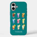 Cocktails Cocktails Cocktails Monogrammed iPhone 16 Plus Case