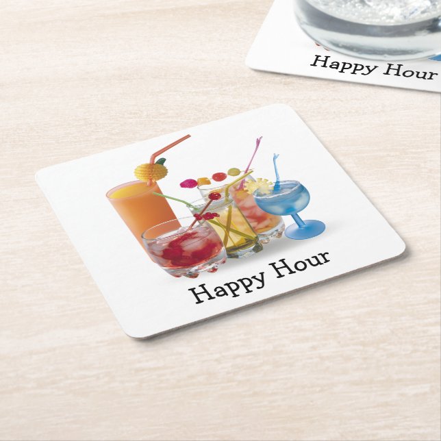 Cocktails Collection for Bar Square Paper Coaster (Angled)
