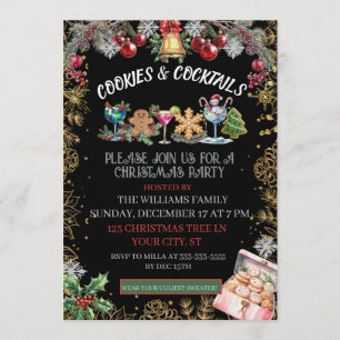 Cocktails & Cookies Christmas Holiday party Invitation