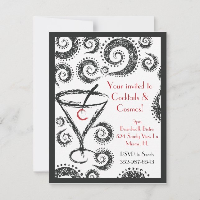 Cocktails & Cosmos invitations (Front)