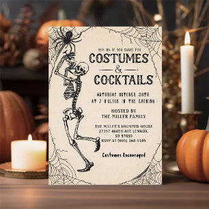 Cocktails & Costumes Skeleton Halloween Party Invitation
