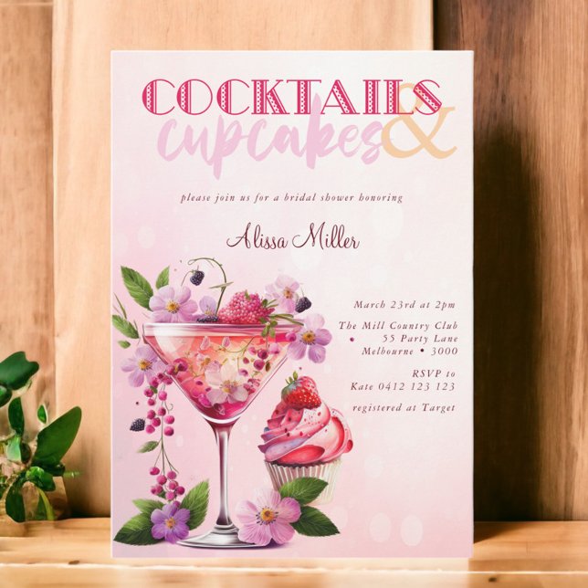 Cocktails & Cupcakes Modern Bridal Shower Invitation (Creator Uploaded)