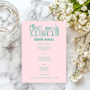 Cocktails Doodle Sketch Modern CUSTOM Drink Menu