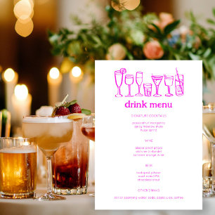 Cocktails Doodle Sketch Modern CUSTOM Drink Menu