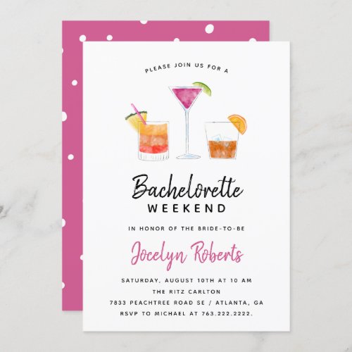 Cocktails Drinks Bachelorette Weekend Party Invitation
