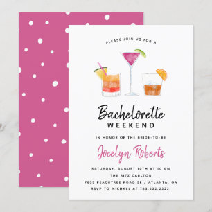 Cocktails Drinks Bachelorette Weekend Party Invitation