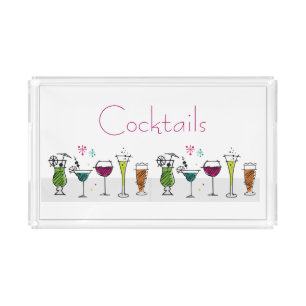 Cocktails Drinks Happy Hour Beverage Alcohol Party Acrylic Tray
