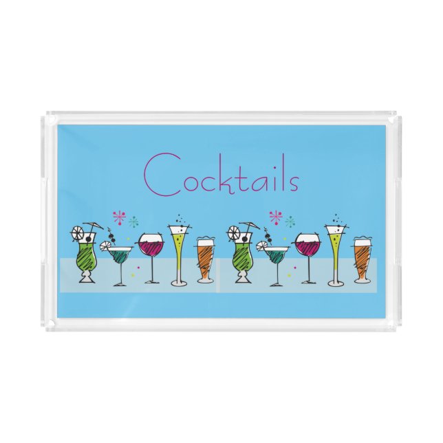 Cocktails Drinks Happy Hour Beverage Alcohol Party Acrylic Tray (Front)